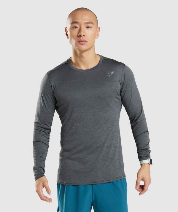 Panske Mikiny Gymshark Speed Long Sleeve Čierne Siva | MW1280597